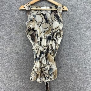 5/$45 New York & Company Top Women M Medium  Brown Sheer Short Sleeve